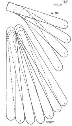 Enlarged details for assembly of angel body and wing